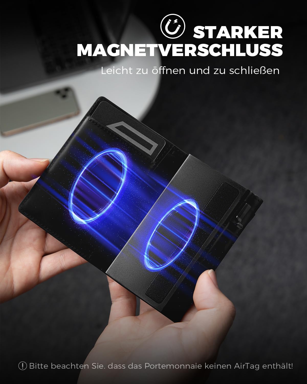 Thumbnail 5 de DODENSHA Airtag 2 Wallet Herren mit XL Münzfach und RFID-Schutz – Smart Wallet im Kartenetui-Design