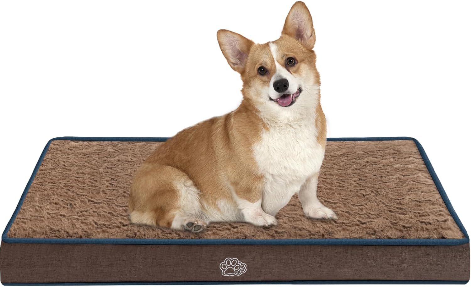 EMPSIGN Hundebett-Matte (76,2 cm) wendbar warm/kühl, waschbar mit Schaumstoff-Unterstützung – braun