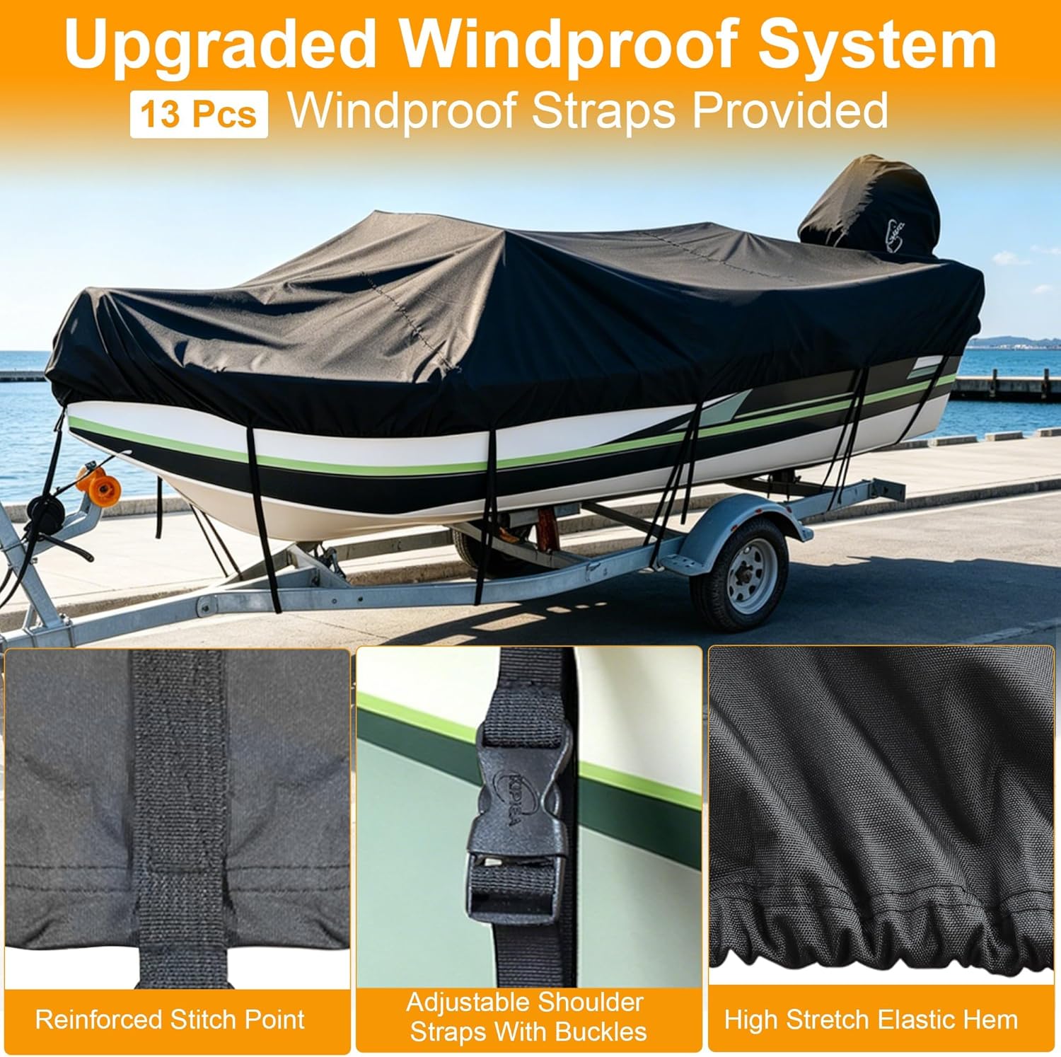 Detalle de Kipiea 1300D boat cover