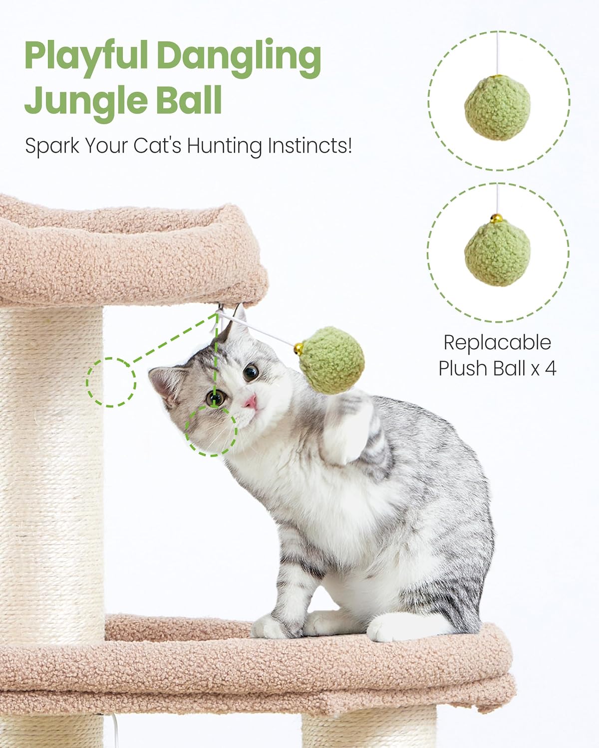 Thumbnail 6 de Heavy Duty Large Cat Tree Tower, 60.6-Inch Multi-Level Condo with Sisal Posts