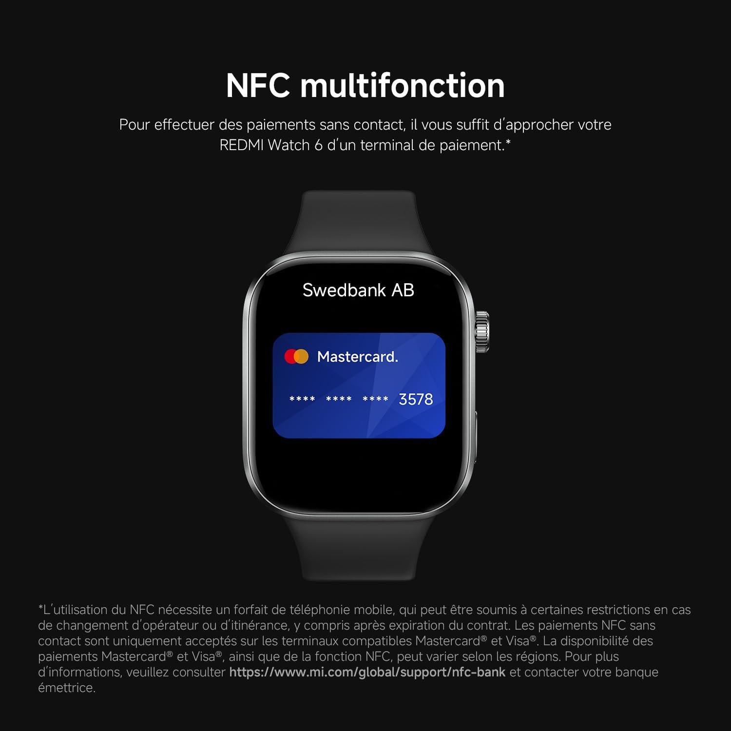 Detalle de XIAOMI Redmi Watch 6 NFC — Montre connectée AMOLED 2,07'' avec GPS, NFC et 150+ modes