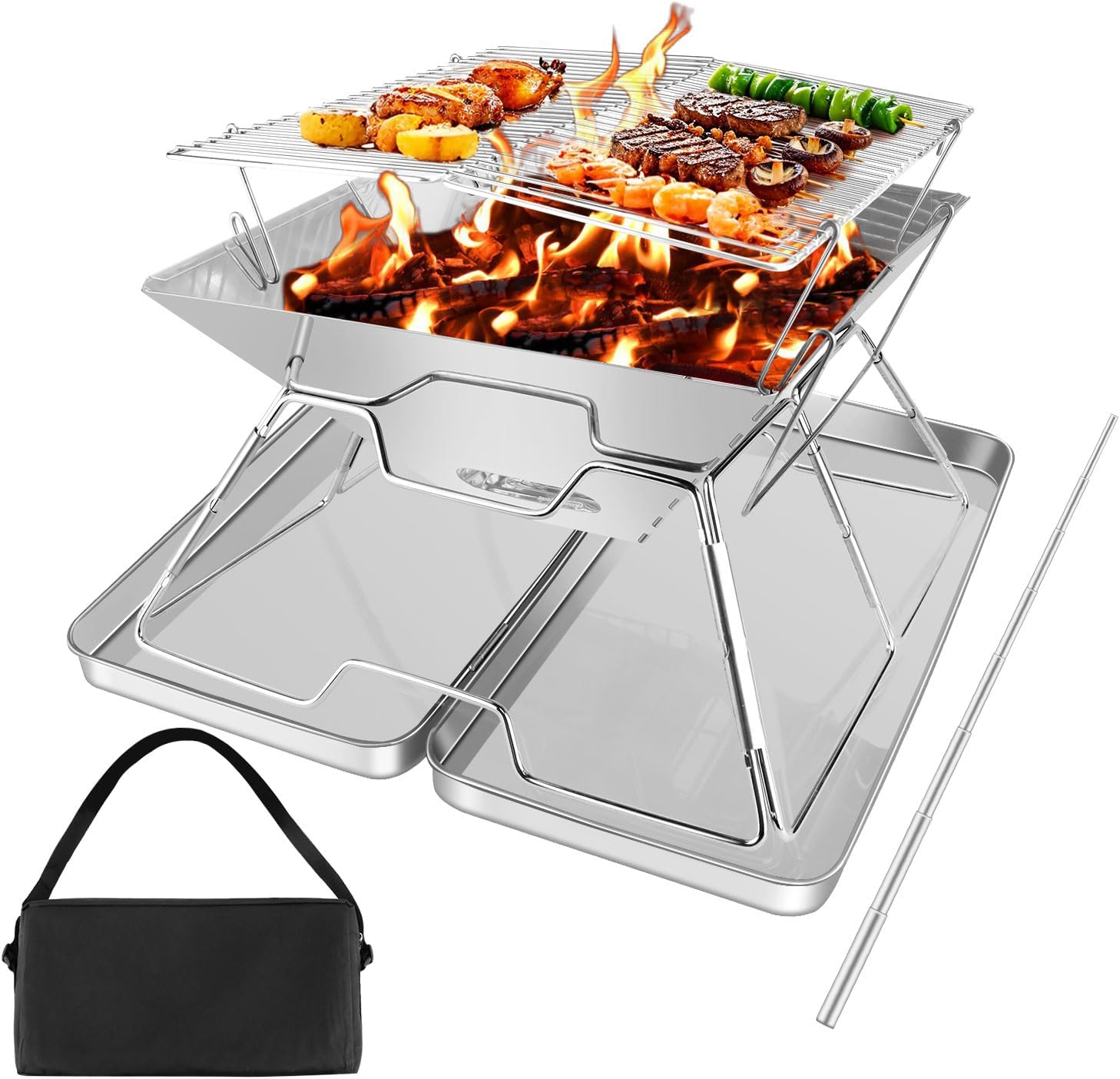 Detalle de Portable fire pit grill rack 430 stainless