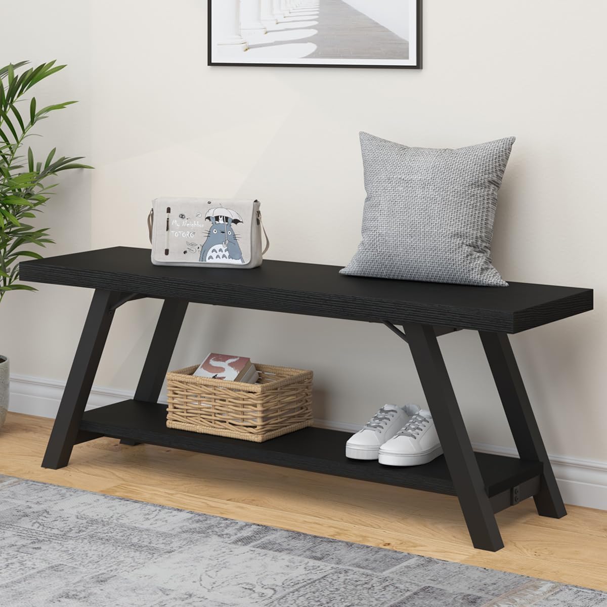 Schuhaufbewahrungsbank Schwarz 120 cm