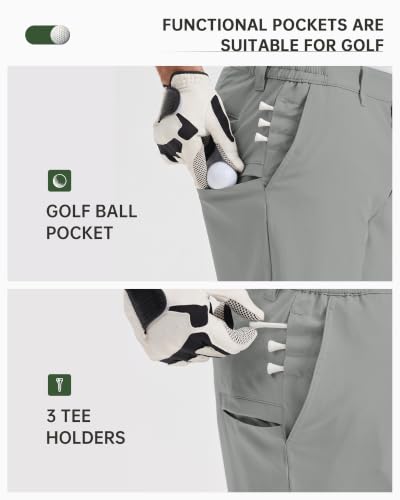 Detalle de 33,000ft Men's Golf Shorts 9" Dry Fit Stretch UPF 50+ Lightweight Bermuda Shorts – Mid Grey, 32W x 9L