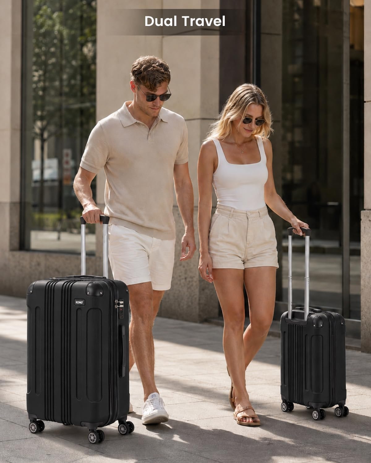 Detalle de Kono 28 Inch Large ABS+PC Hard Shell Suitcase with 4-Wheel Spinner (Black)