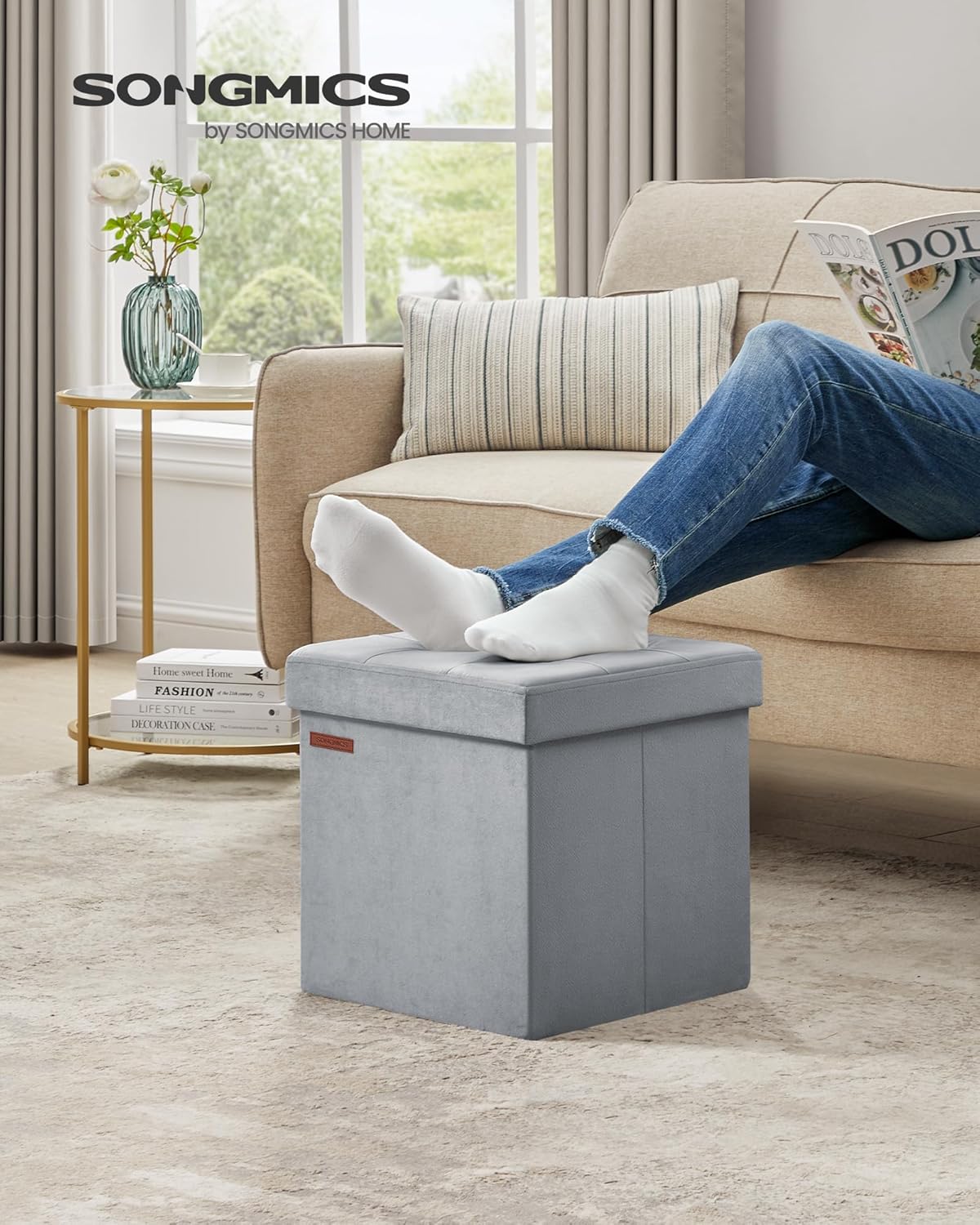 Detalle 2 de SONGMICS LSF227G02 pouf cassapanca 38 x 38