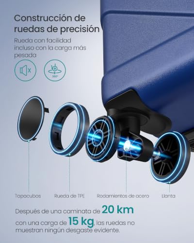 Detalle de SONGMICS Maleta de Viaje Talla L (65 x 45 x 25 cm) – ABS, ruedas 360°, cierre TSA y compartimento impermeable