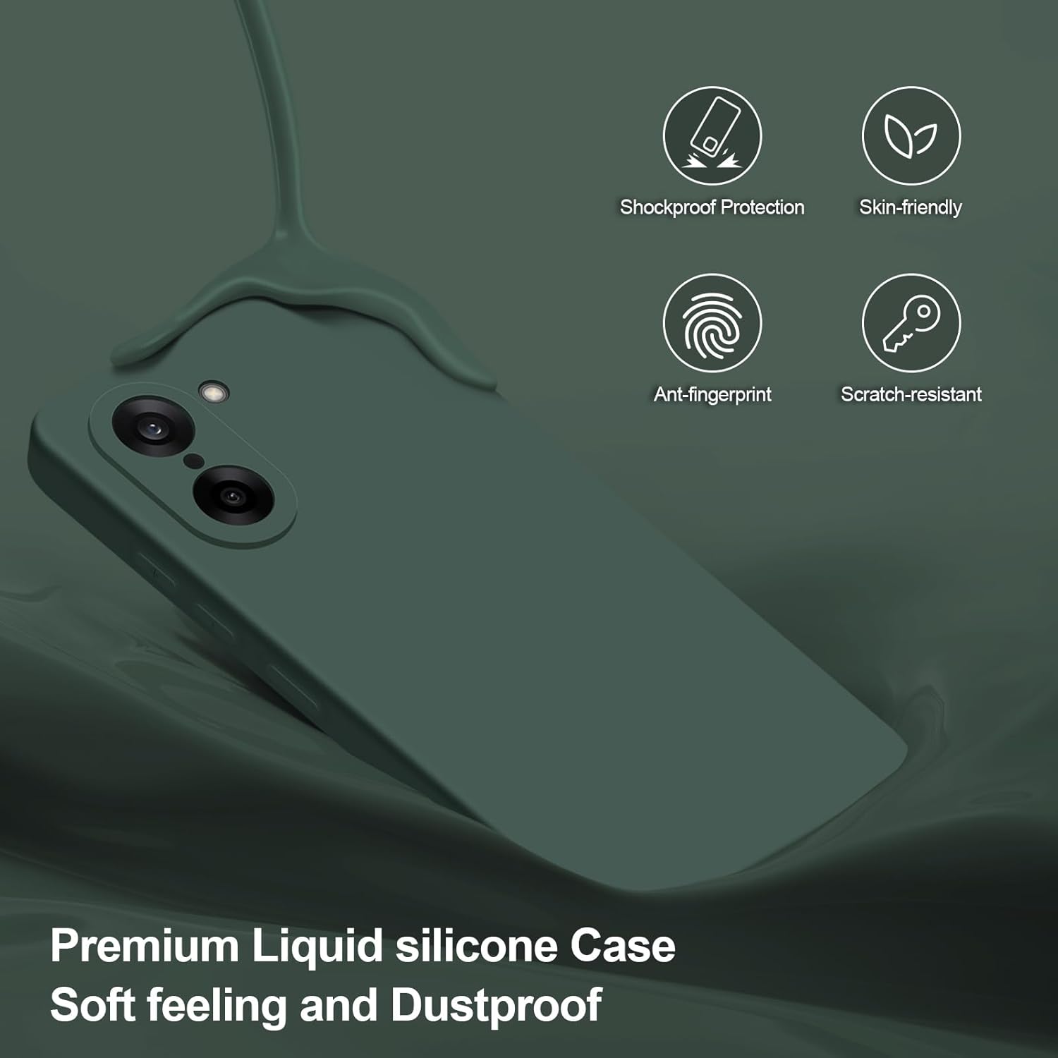 Thumbnail 2 de Btstring Hülle für OnePlus Nord CE5: Ganzkörper-Schutz aus Silikon mit weichem Mikrofaserfutter (Grün)