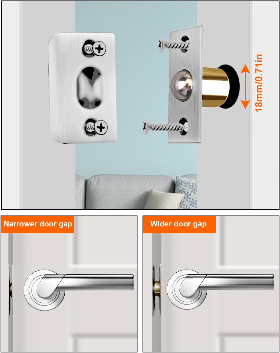 Thumbnail 2 de Jiayi Ball Door Catches for Internal Doors (2 Pack) – Roller Ball Catches with Adjustable Tension