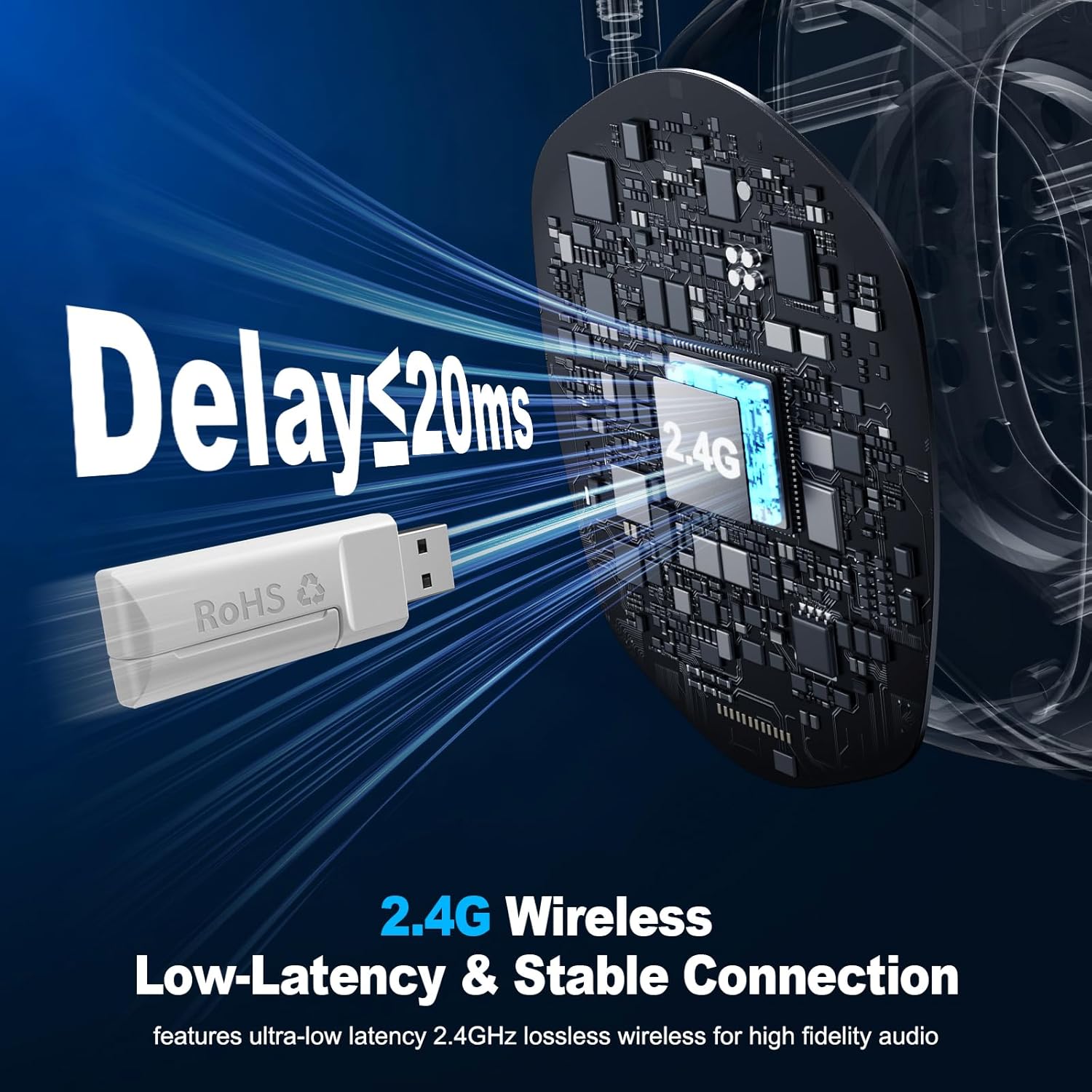 Detalle 2 de Fachixy VK81 Wireless Gaming Headset for PS5, PC, PS4, Switch, and Mobile
