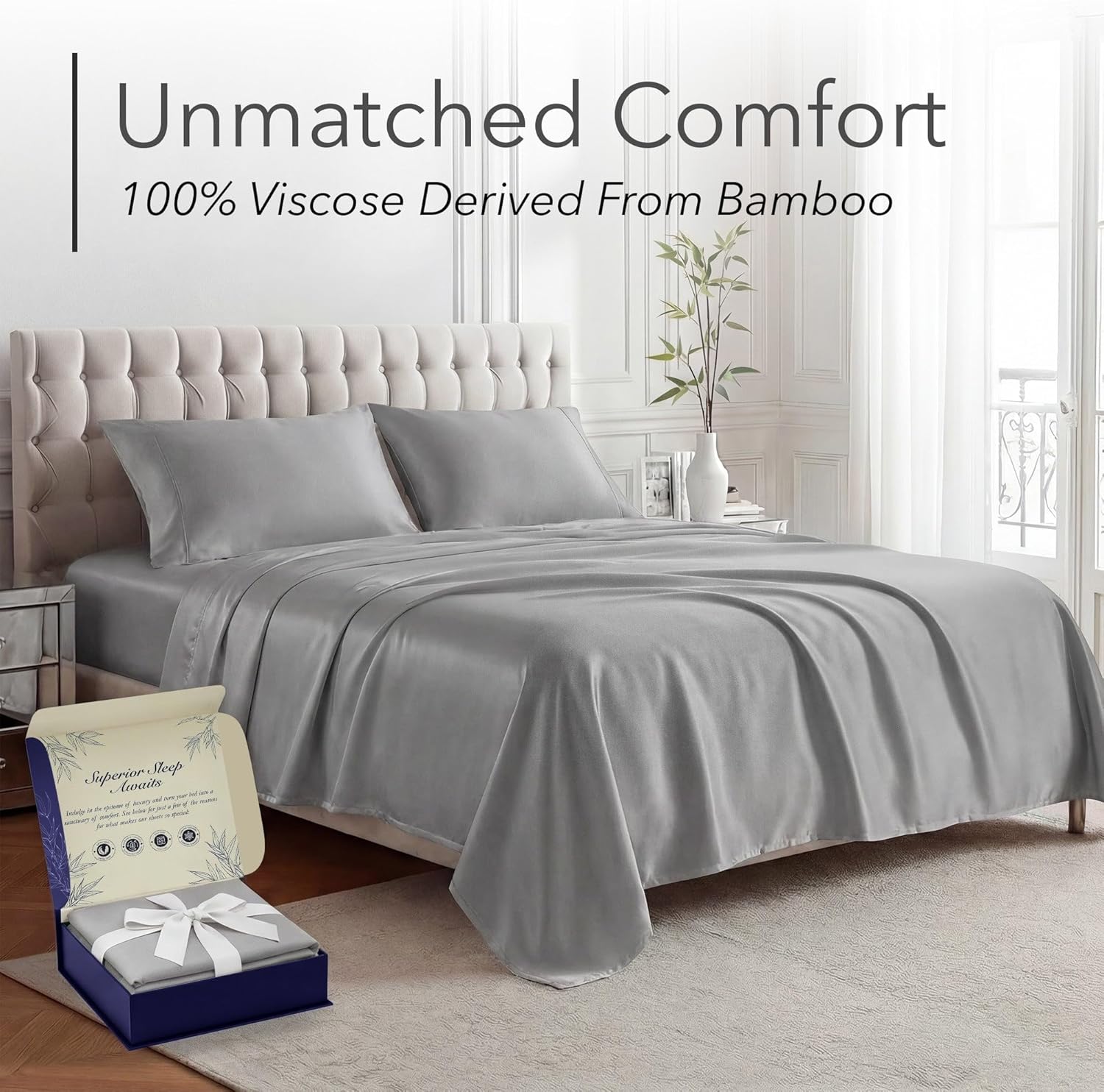 Thumbnail 1 de DECOLURE 100% Viscose Derived from Bamboo Sheets – King Size 4-Piece Set