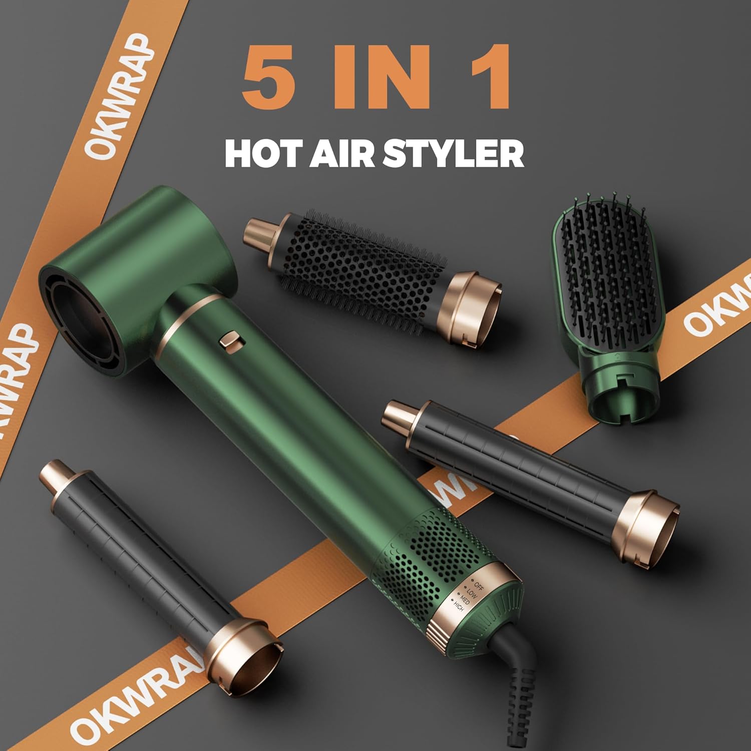 Thumbnail 1 de OKWRAP Asciugacapelli 5 in 1 – Hairstyler multifunzione con 5 testine intercambiabili