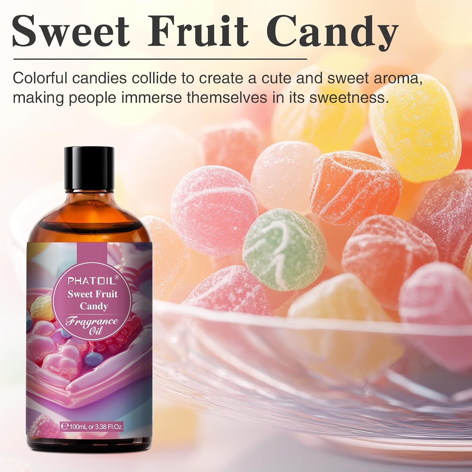Detalle 2 de PHATOIL Sweet Fruit Candy Fragrance Oil 100ml — Long-Lasting Diffuser Oil for Aromatherapy, Candles, Soaps, and DIY Projects