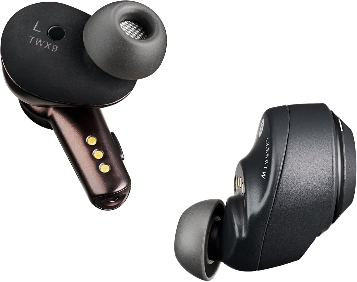 Detalle de オーディオテクニカ ATH-CKS50TW2 BK(E) 完全ワイヤレスイヤホン、重低音・ノイズキャンセリング搭載、AT-ER500 Mサイズ付き