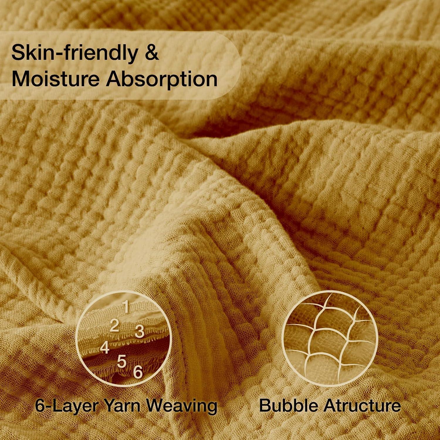 Detalle 2 de Cotton Muslin Blanket, 6-Layer