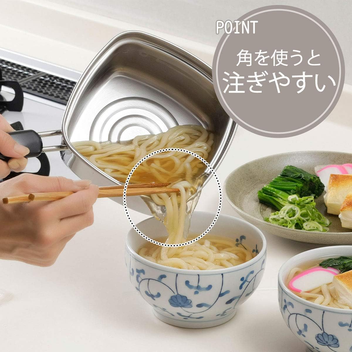 Detalle de 下村企販 33107 角型片手鍋 15cm 1.8L、直火・IH対応のラーメン鍋