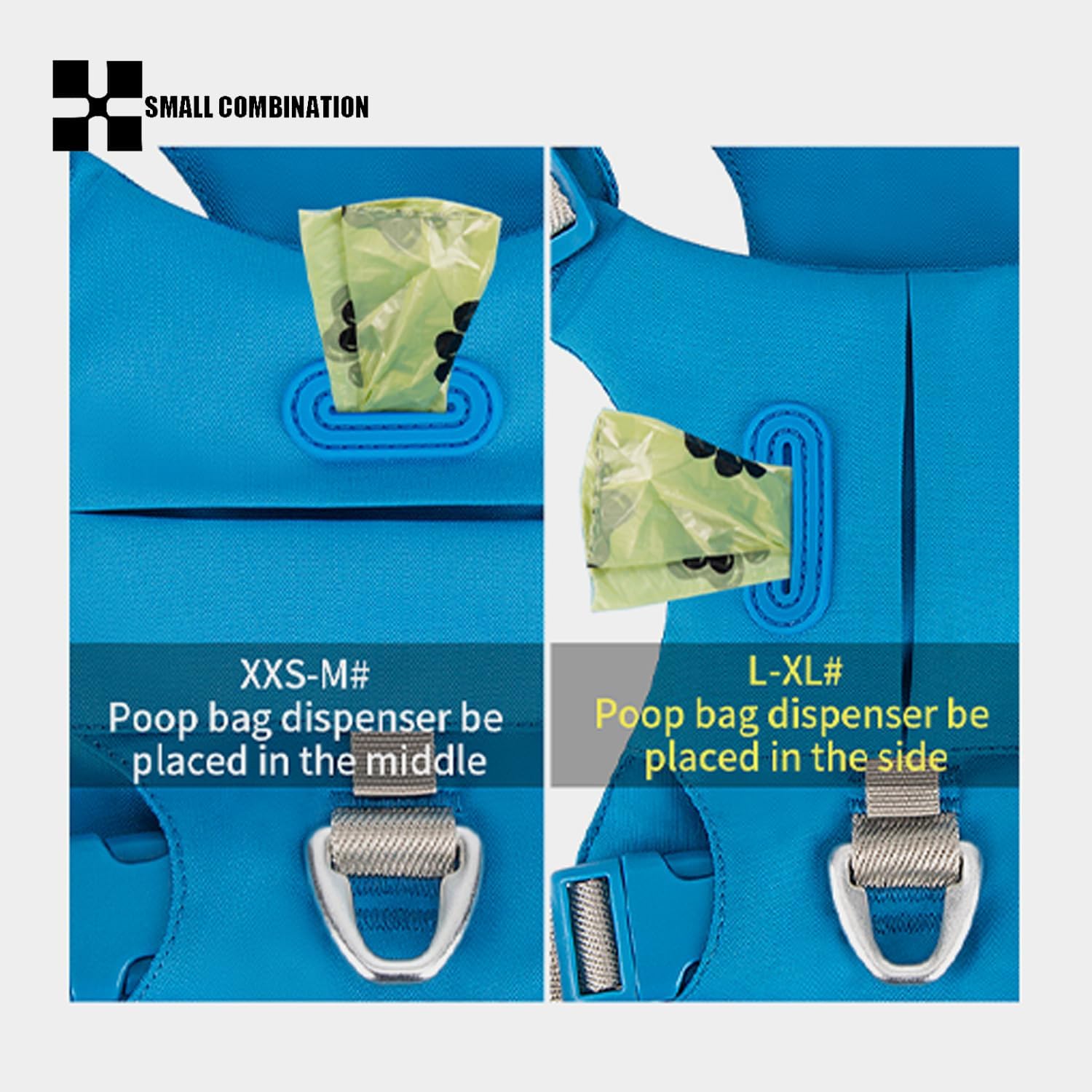 Detalle de Small Combination Dog Harness with Pocket - Adjustable Turquoise (S)