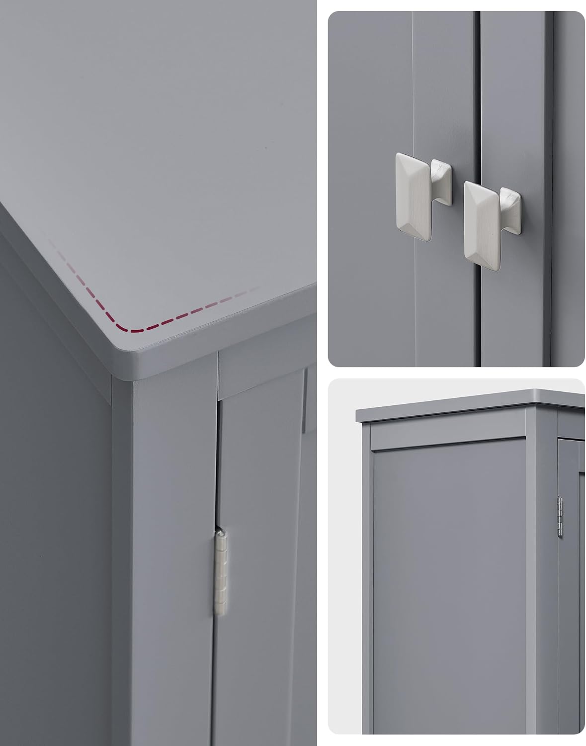 Thumbnail 6 de VASAGLE HELAN BBC552P36 Bathroom Cabinet, 4 Doors, Adjustable Shelves, Dove Grey