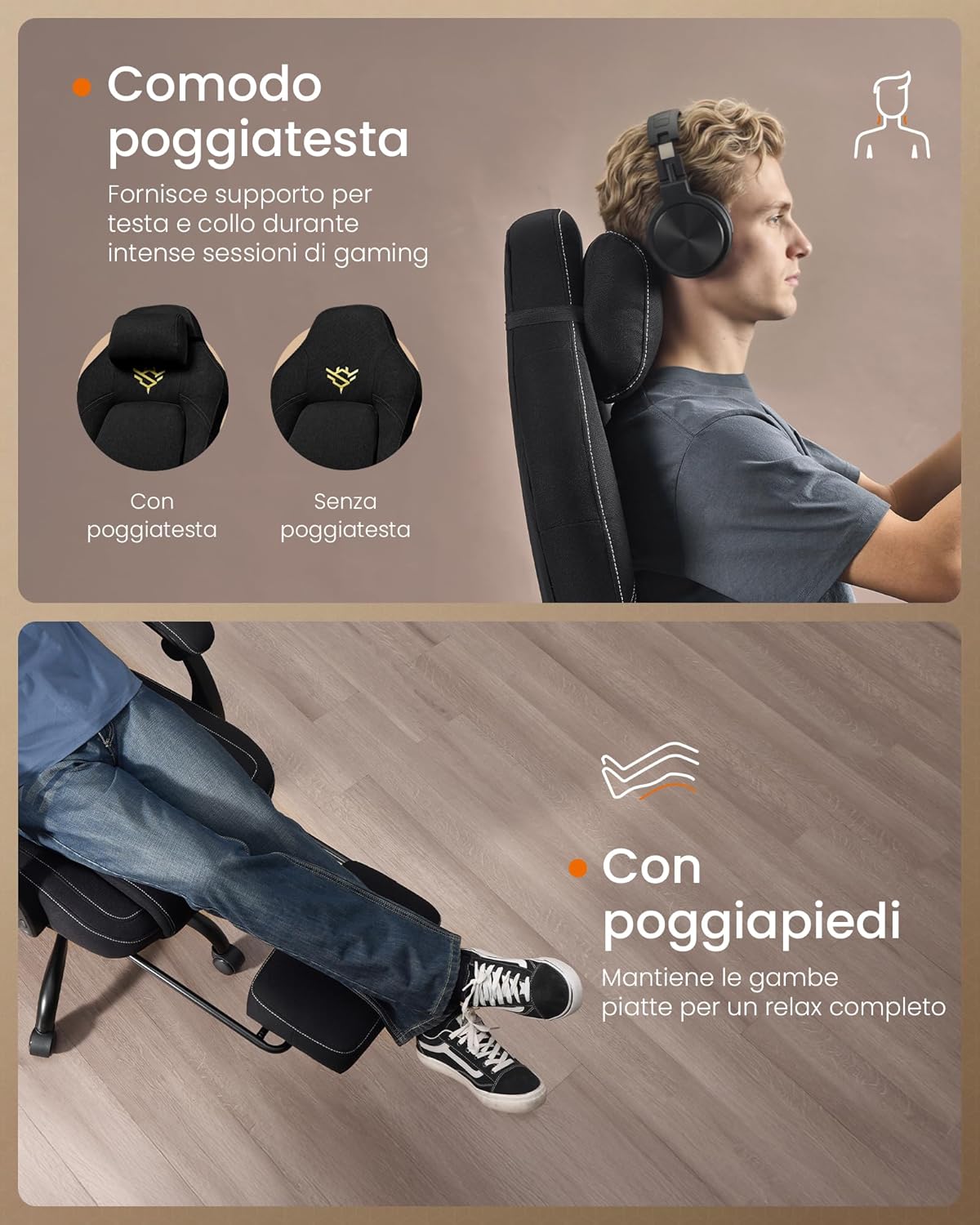 Thumbnail 6 de SONGMICS HOME Sedia da Gaming OBG072BH03: ergonomia, comfort e stile nero inchiostro