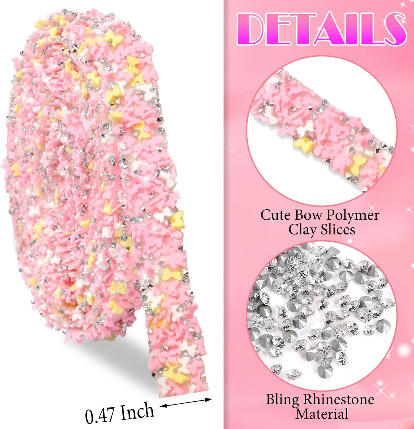 Thumbnail 1 de FULZTEY Rhinestone Ribbon Sticker, 3 Yards