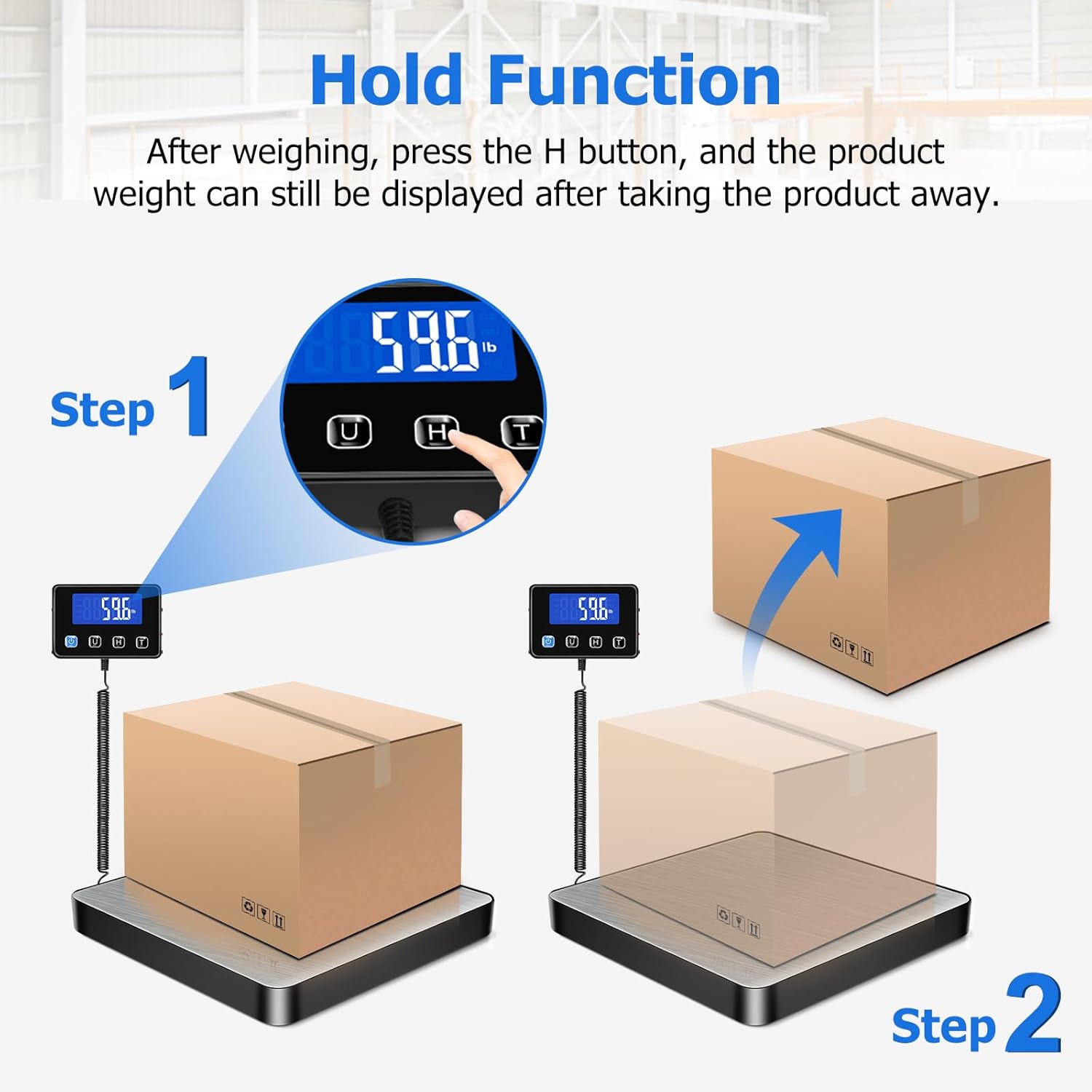 Detalle de Postal Scales 200kg/10g High Precision with LCD Display and Tare Hold — Ideal for Parcels, Luggage and Warehouse Use