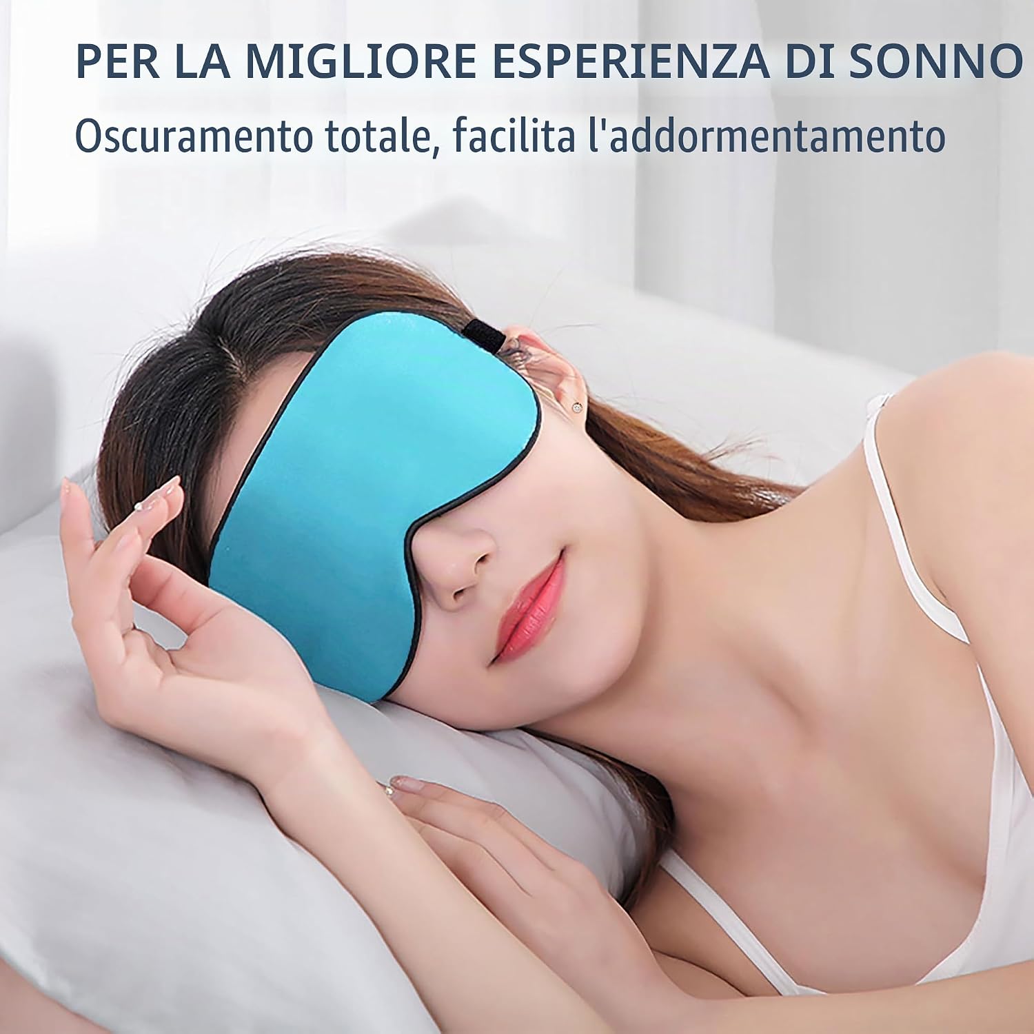 Thumbnail 1 de Townssilk set di 2 maschere per dormire in 100% seta con fascia regolabile (nero e blu ghiaccio)