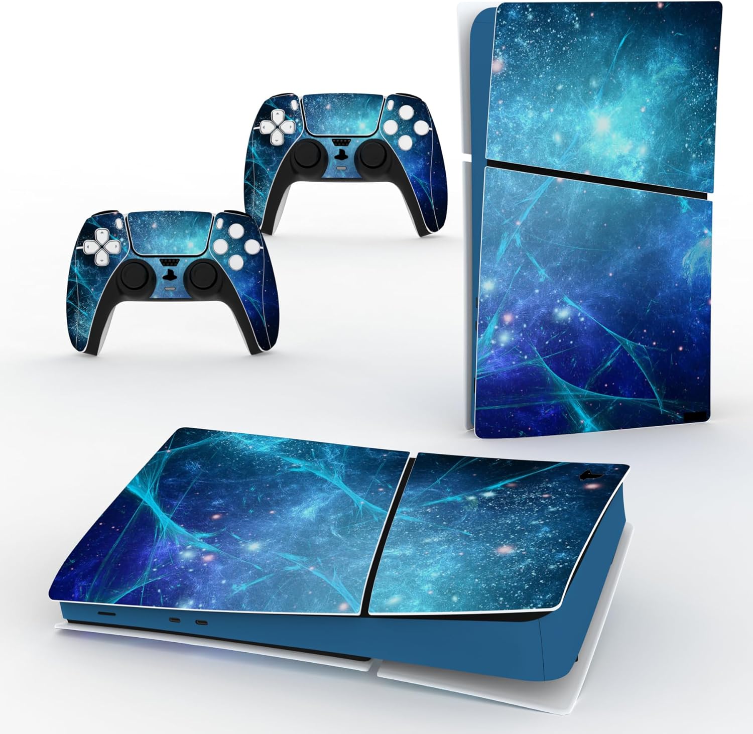 Thumbnail 6 de playvital Full Set Skin Sticker for PS5 Slim Digital Edition (New Smaller Design) – Blue Nebula