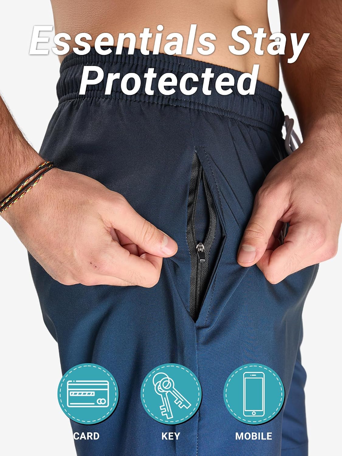 Detalle 2 de Arcweg Men’s Swimming Shorts with Zip Pockets and Mesh Lining