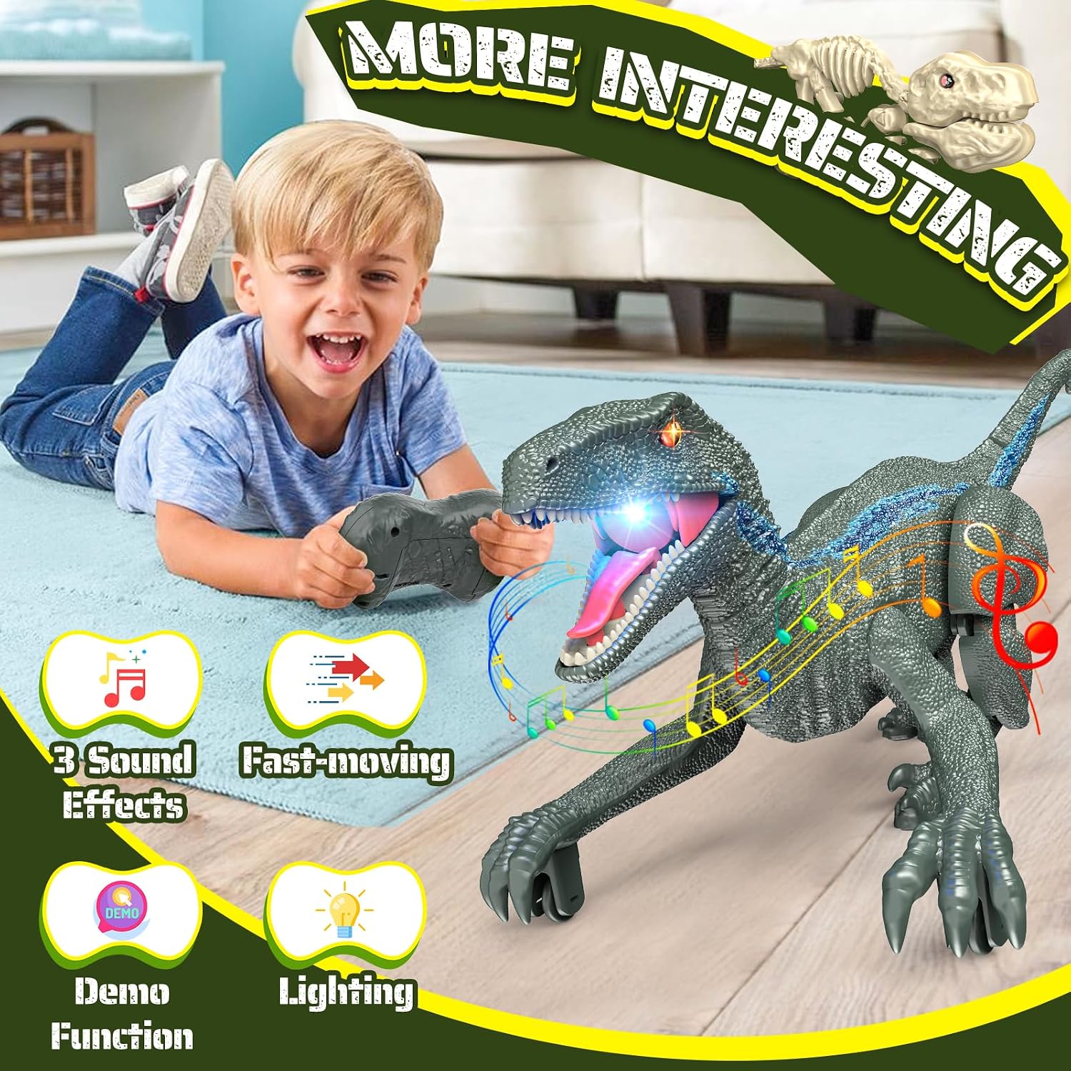 Detalle de J Rootage SM012S Remote Control Dinosaur Toy with 3 Sound Effects
