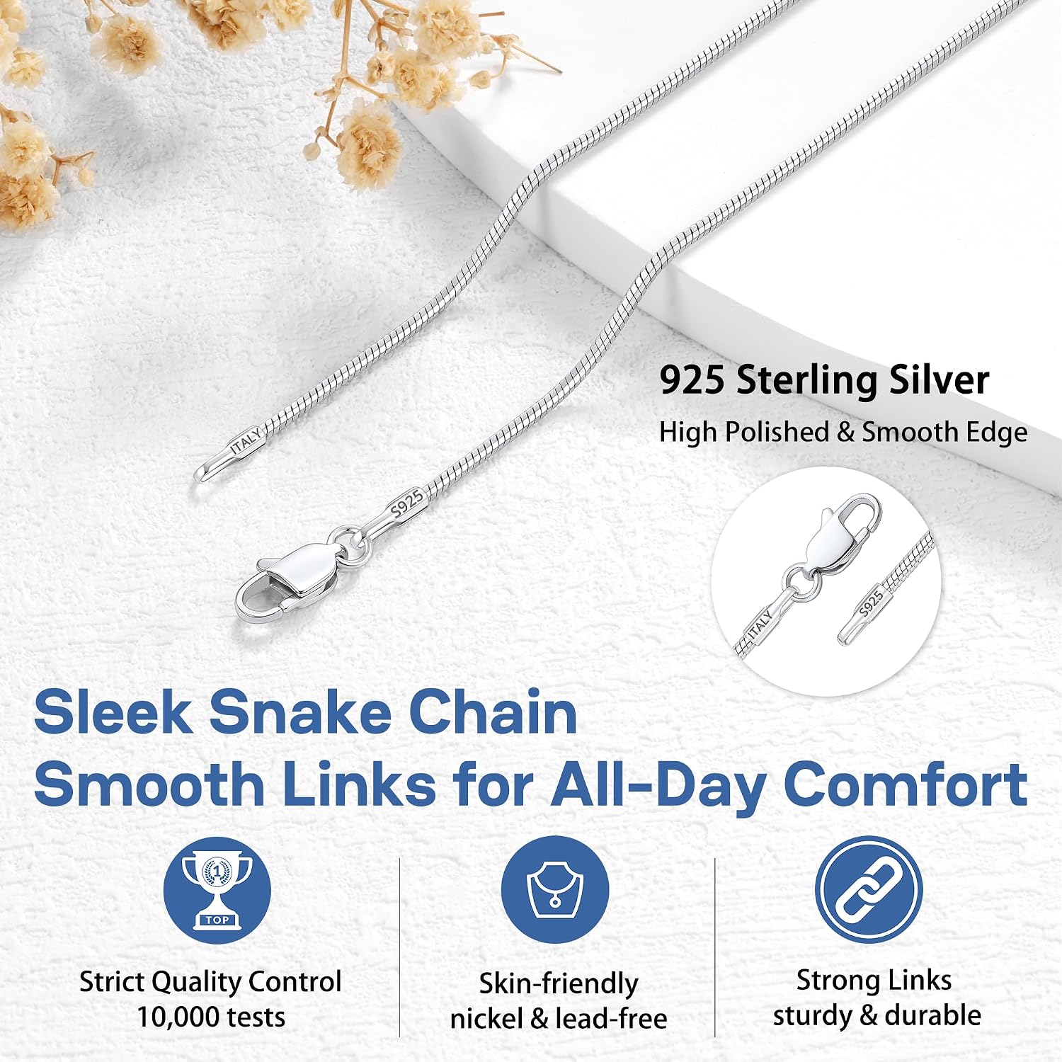 Detalle 2 de Girluky Snake Chain Necklace, 1.5mm