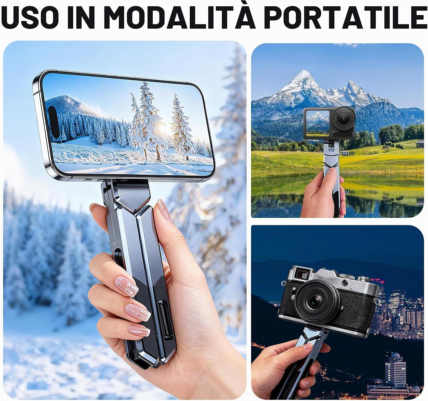Detalle de NANDADEVI Supporto magnetico portatile in alluminio: robusto, leggero e regolabile per telefono, tablet e laptop