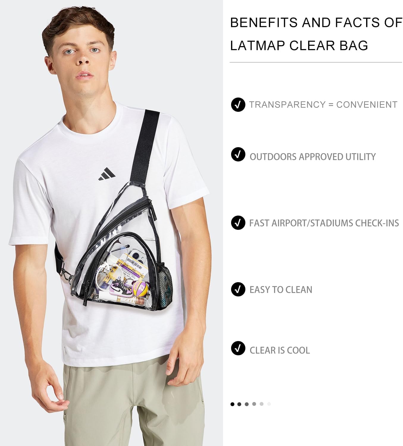 Thumbnail 1 de LATMAP 7L Clear Waist Bag (Belt Bag/Crossbody) for Travel, Stadium Events & Daily Use