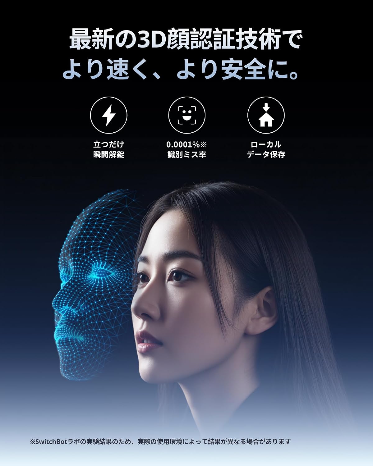 Detalle de SwitchBot 顔認証パッド|3D顔認証・指紋・暗証番号・交通系IC対応