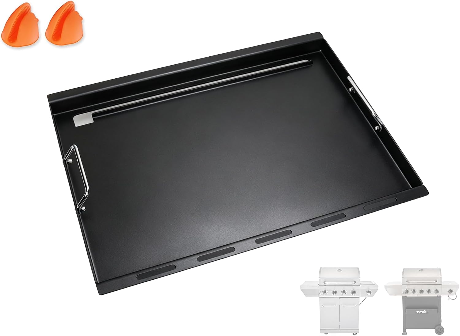 Thumbnail 6 de Full-Size Griddle Inserts with Handles for Weber Spirit 200/Spirit II 200 Series Grills