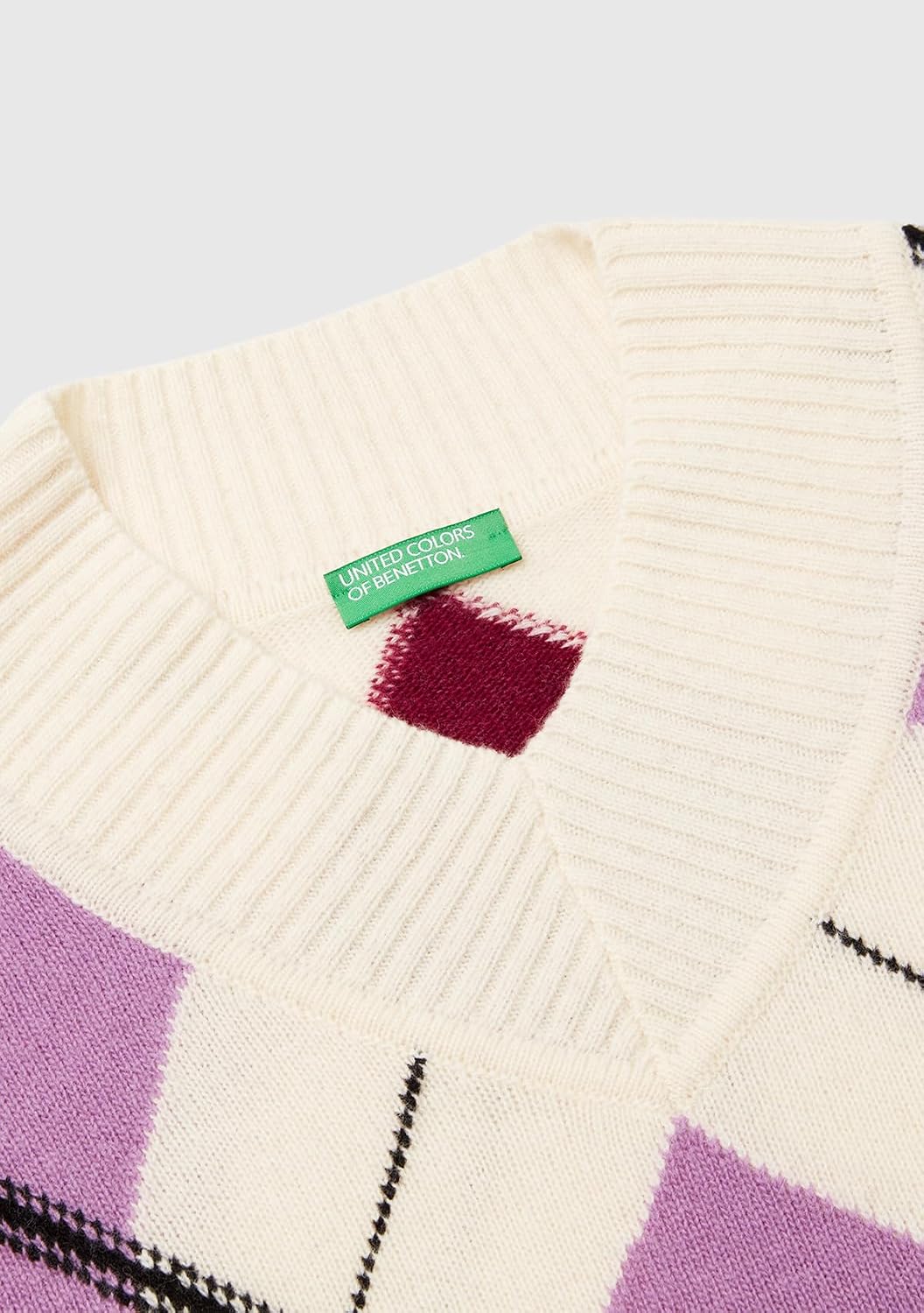 Thumbnail 6 de Maglia scollo a V boxy con lavorazione a intarsio United Colors of Benetton 1444e204e per donna