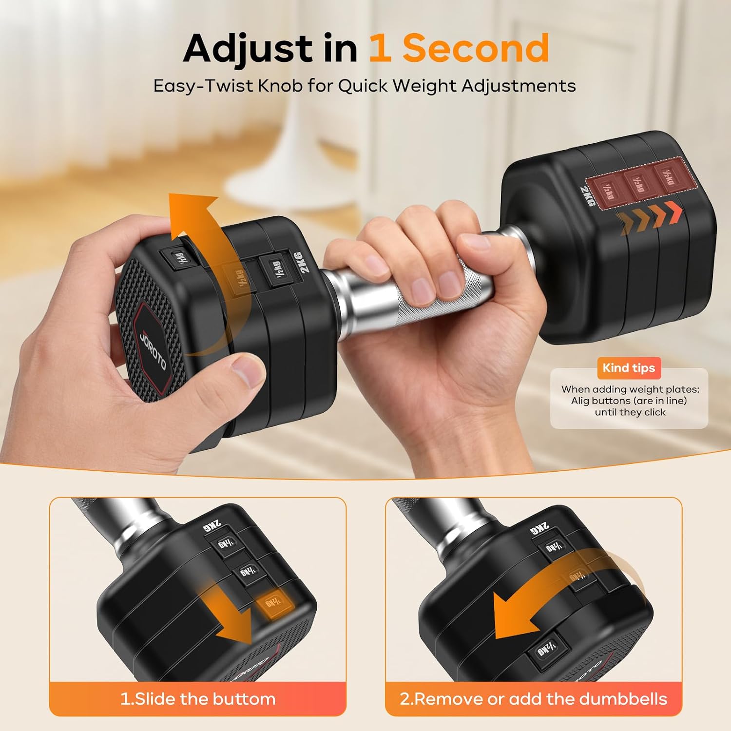 Detalle de JOROTO Hanteln Set 2er, 5 kg verstellbar