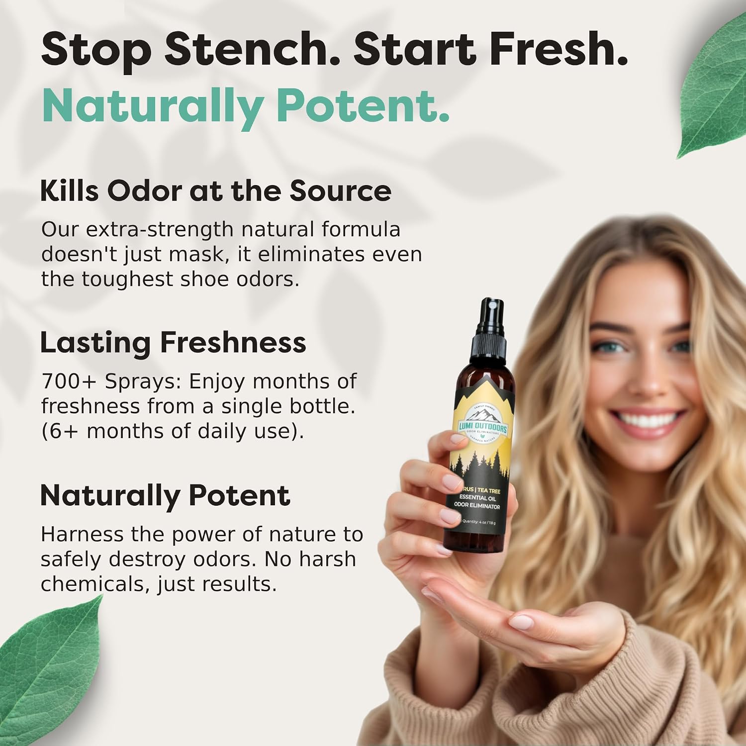 Thumbnail 2 de Lumi Outdoors Natural Shoe Deodorizer Spray 3-Pack Bundle: Lemon Eucalyptus, Citrus Tea Tree & Lavender Tea Tree