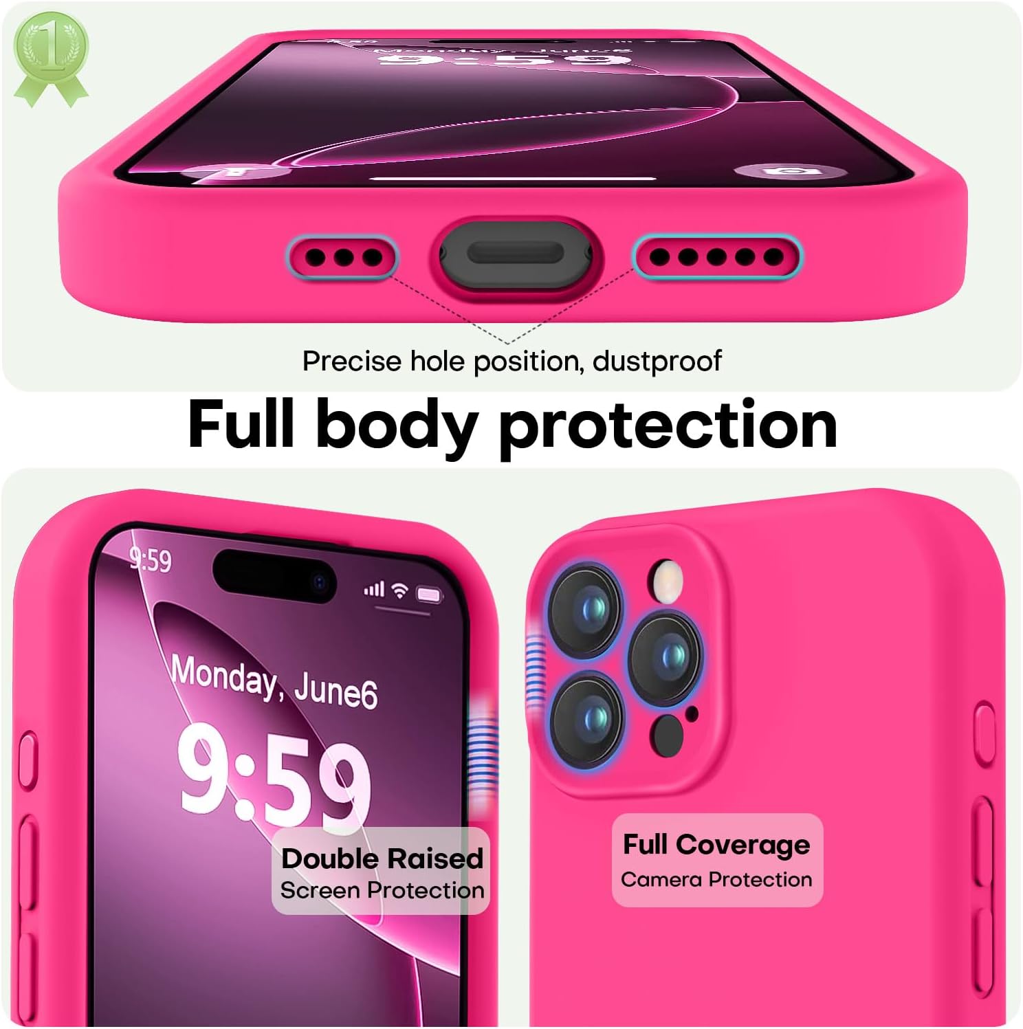 Thumbnail 2 de LOVE 3000 for iPhone 16 Pro Case – Premium Hot Pink Silicone with Soft Lining