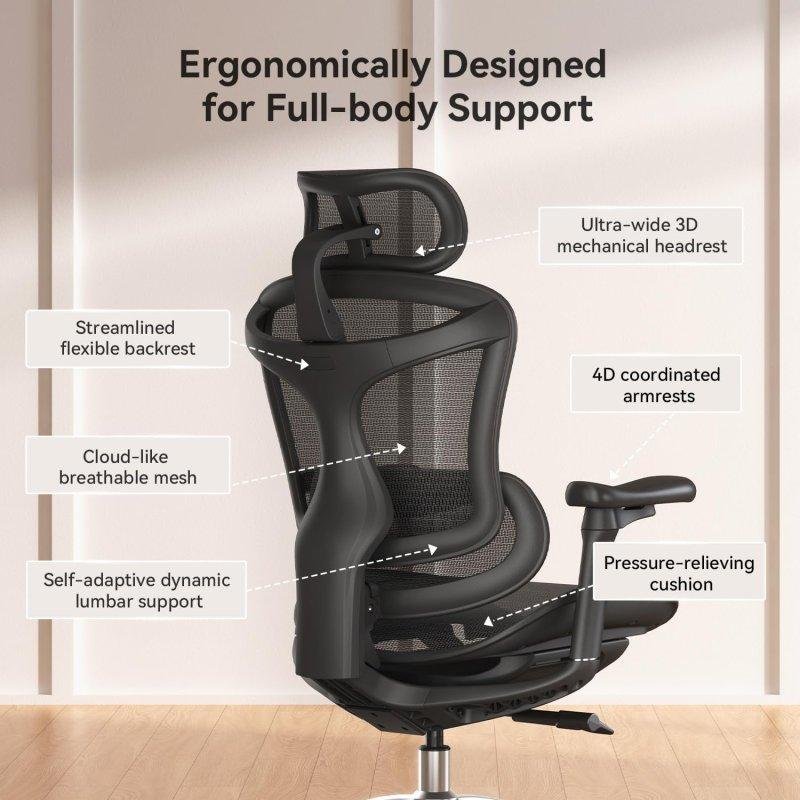 Thumbnail 1 de Silla Ergonómica Sihoo Doro C300: soporte lumbar autoajustable y malla transpirable