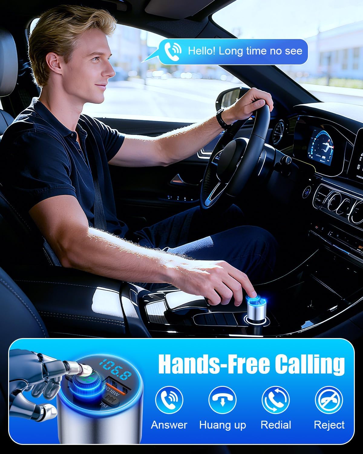 Detalle 2 de EOIWUY Upgraded Bluetooth Car Adapter 5.3 with PD36W