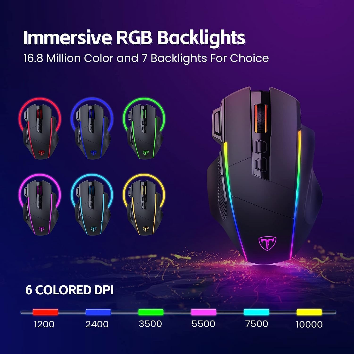 Detalle de RisoPhy Gaming Maus Kabellos RGB 10000 DPI