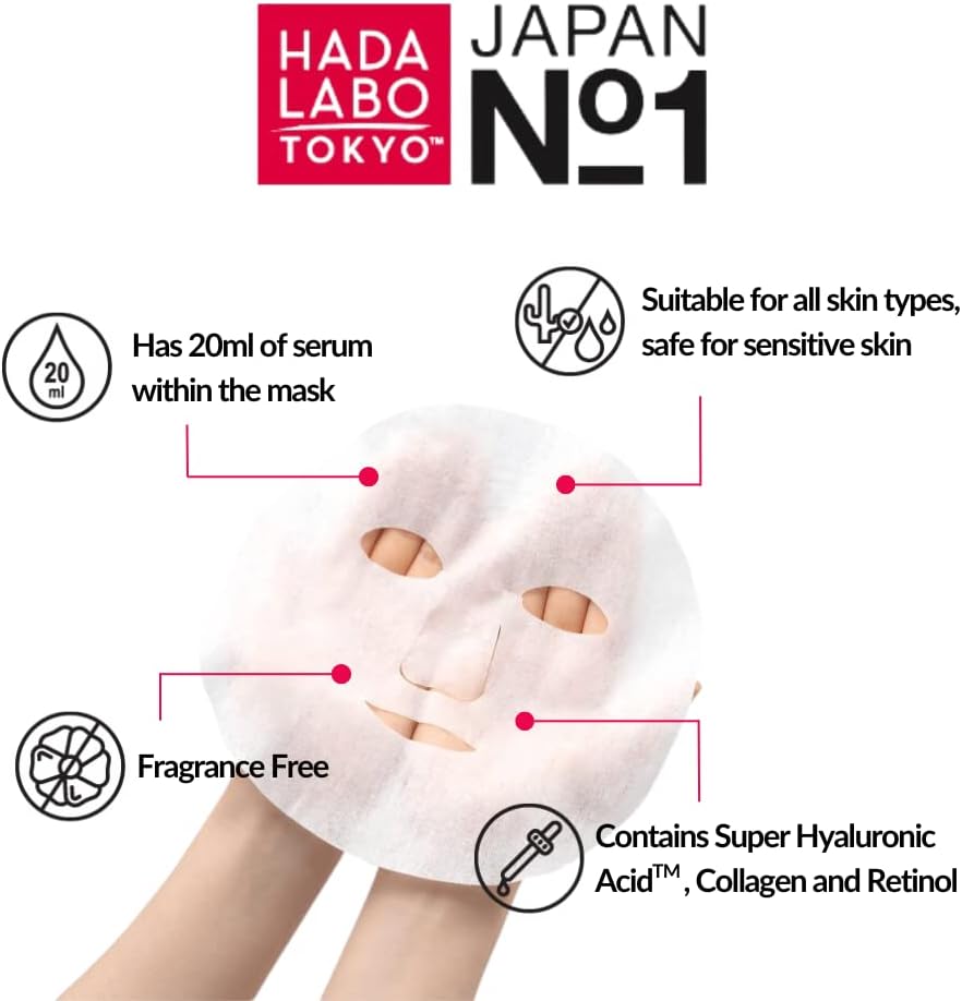 Detalle 2 de Hada Labo Tokyo Red Anti-Aging sheetmask, 20 ml met retinol en hyaluronzuur