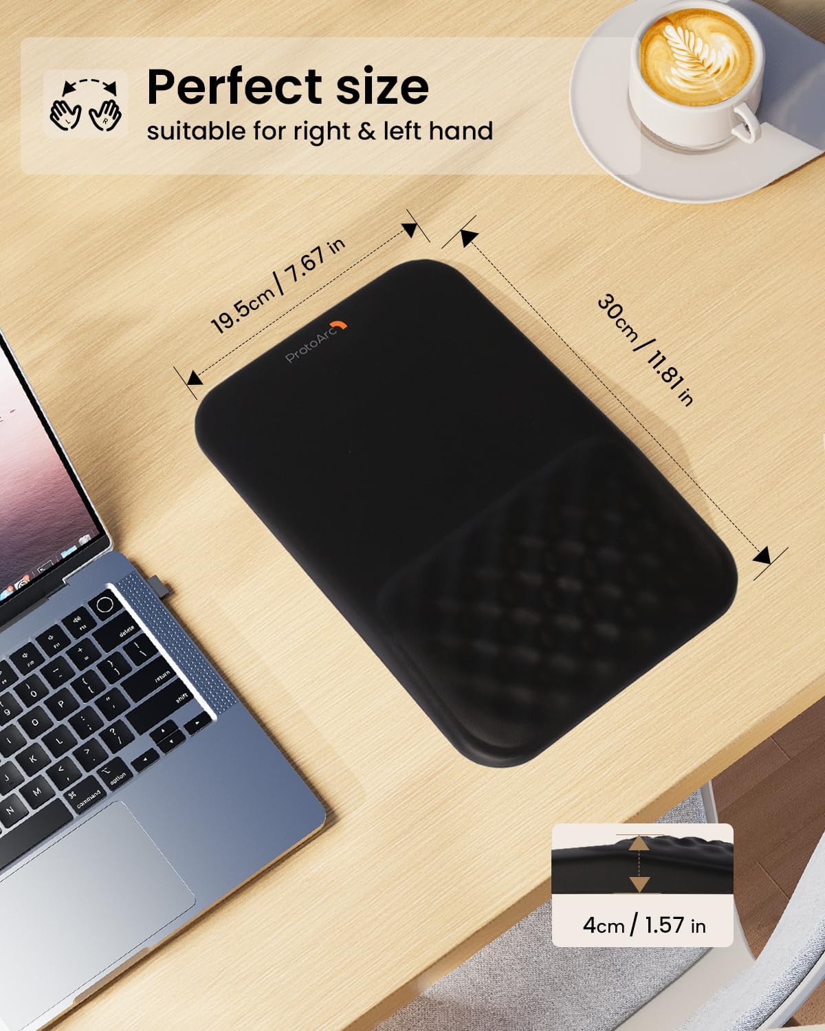 Thumbnail 5 de ProtoArc MP50 wrist support mouse pad 30×20×4 cm 📱