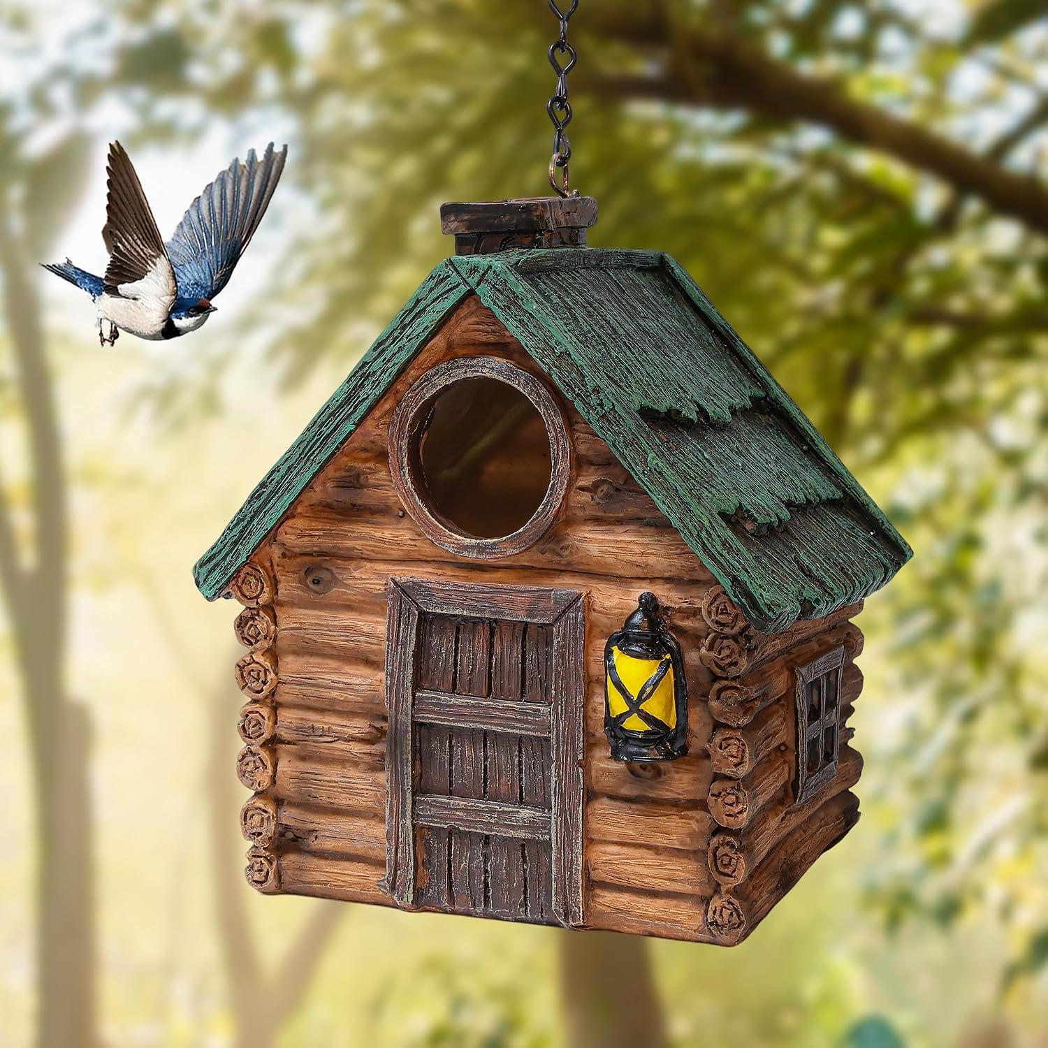 Detalle de Attivolife Real Wood-Look Resin Bird House for Garden