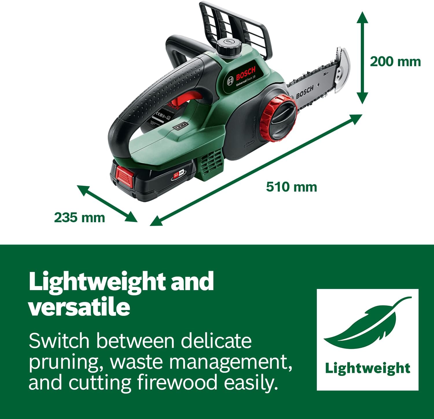 Thumbnail 5 de Bosch UniversalChain 18 cordless chainsaw (18V, 200mm bar) with SDS system, 2.5Ah battery and charger