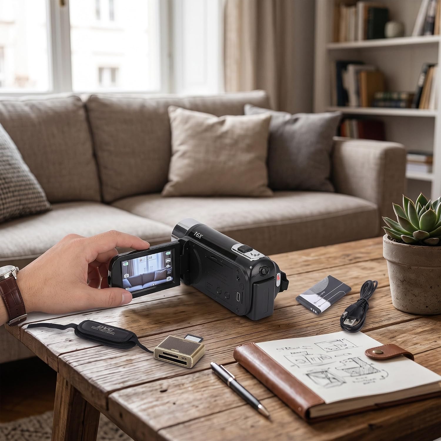 Detalle 2 de Yosoo Health Gear 23gyq7n4z0-11 videocamera met 4K, 48 MP en draaibaar scherm