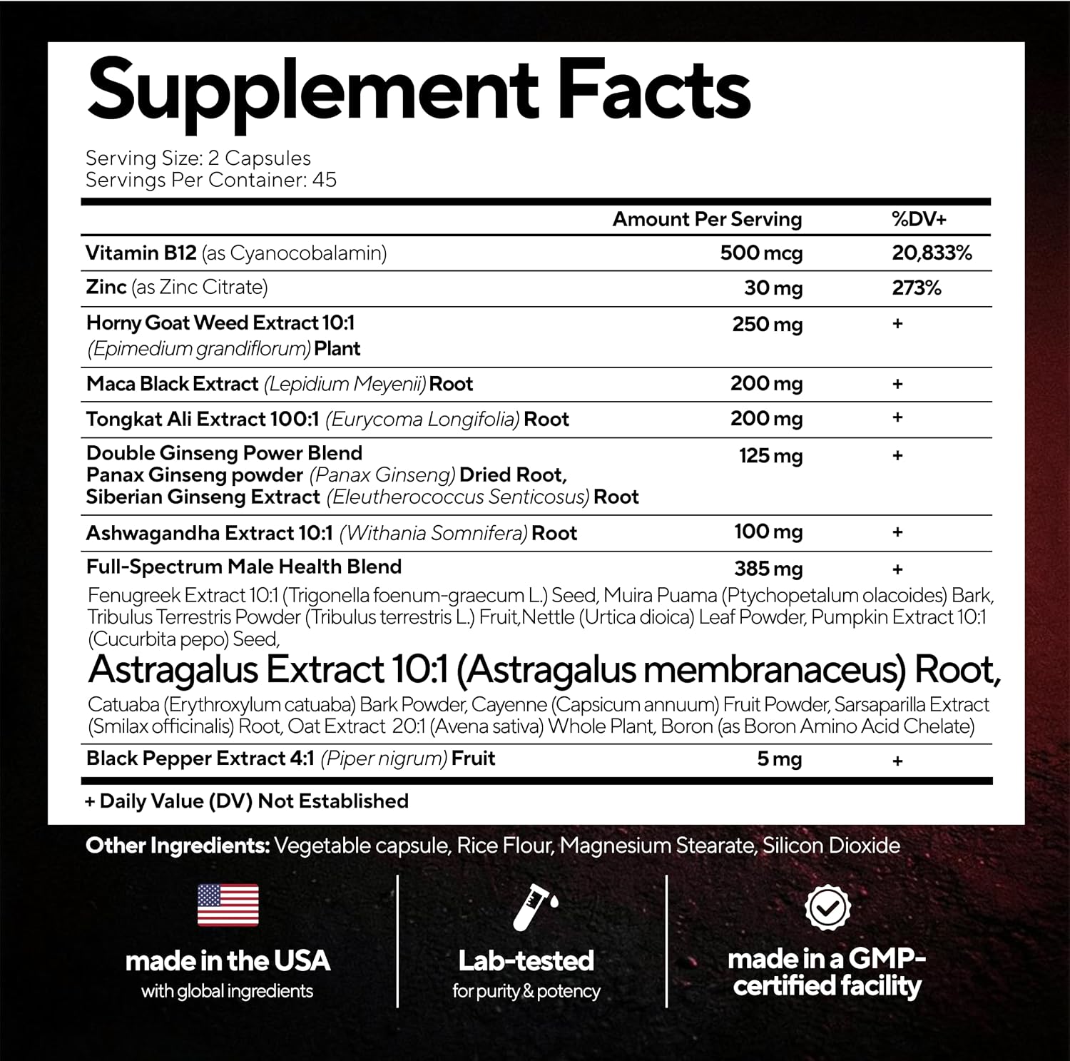 Detalle 2 de VitaUp 20-in-1 Men's Supplement with Tongkat Ali, Black Maca, Zinc