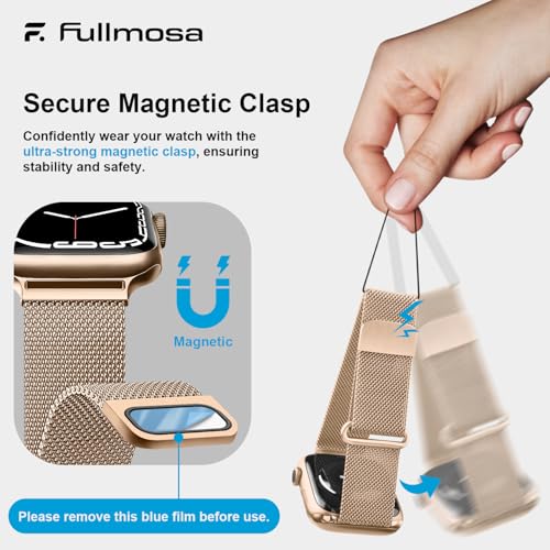 Detalle 2 de Fullmosa Bracelet Milanais pour Apple Watch – Version 42/40/41/38 mm, acier inoxydable et maillage tissé
