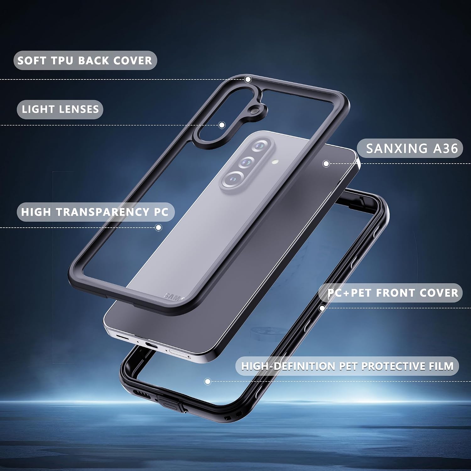 Detalle 2 de Beeasy Waterproof 360° Protective Case for Samsung Galaxy A36 5G with Built-in Screen Protector