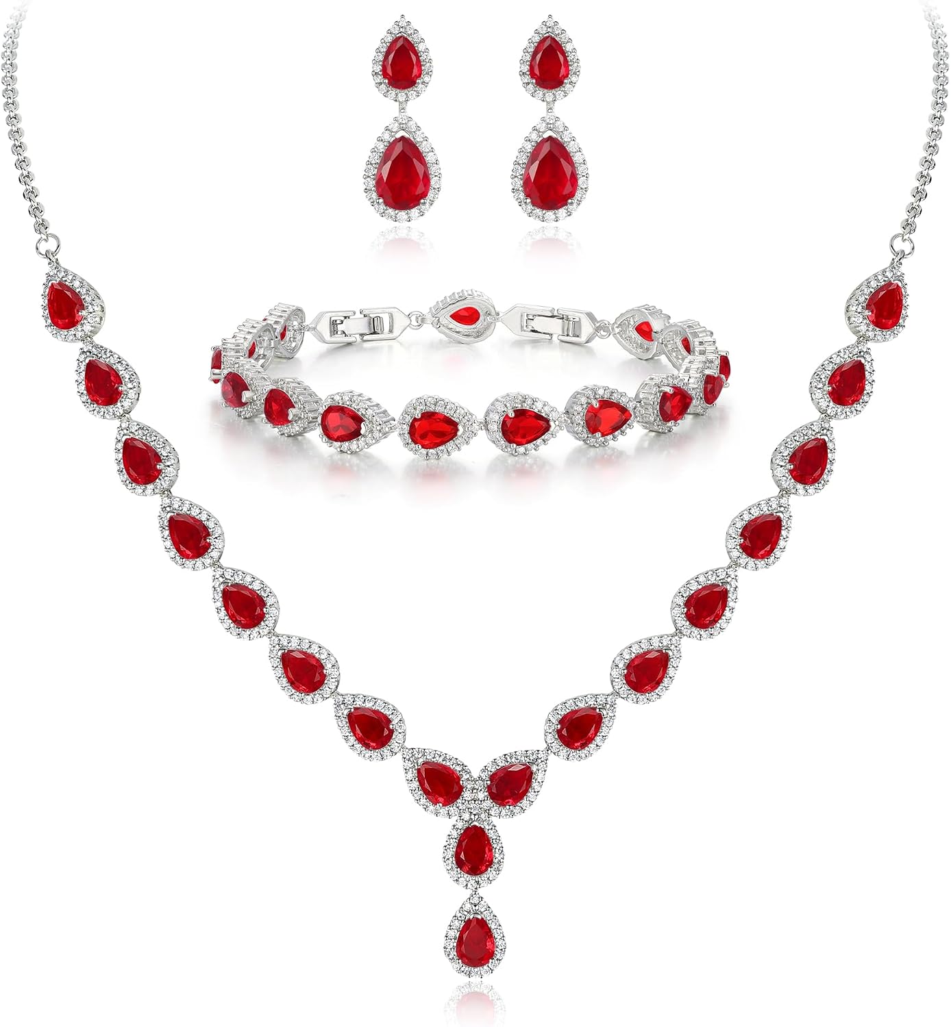 Detalle de Clearine Femme Mariage Parure Goutte Cubic Zircon Infinity – Boucles d'oreilles en strass